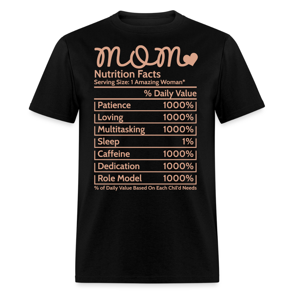 Mom Life Nutritional Facts T-shirt - black