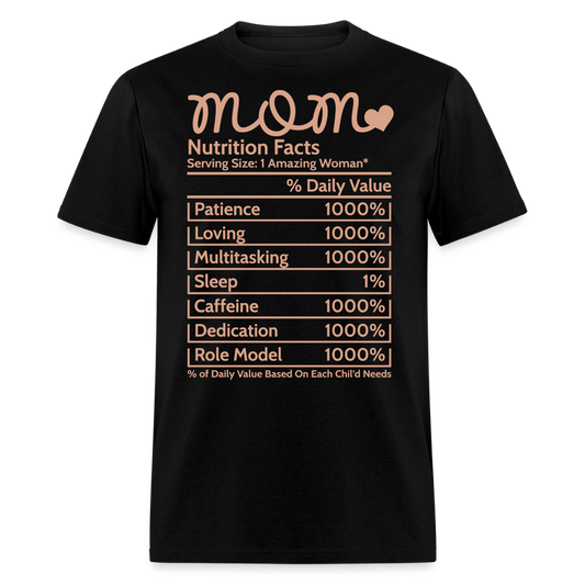 Mom Life Nutritional Facts T-shirt - black