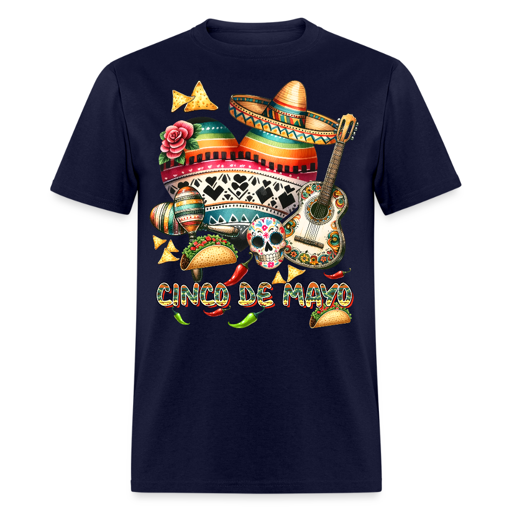 Colorful Skull And Taco Tee For Cinco De Mayo T-shirt - navy