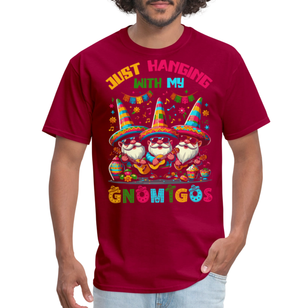 Just Hanging With My Gnomigos Tee Funny Mexican Gnome T-shirt - dark red