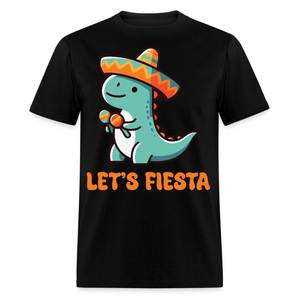 Cute Dinosaur Fiesta Tee For Party Lovers Let's Fiesta T-shirt - black