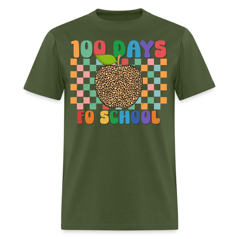 Leopard Print 100 Days of School Shirt Teacher Gifts Unisex T-shirt - military green