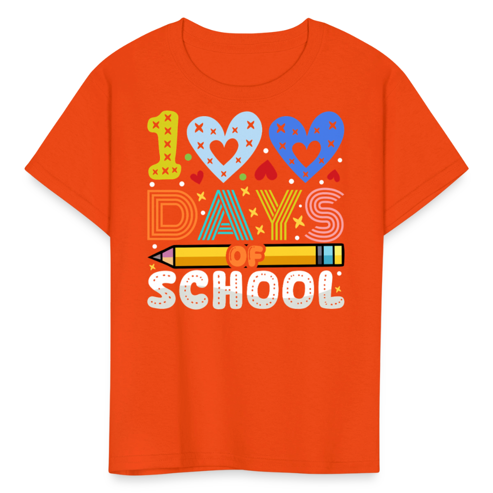 Kindergarten 100 Days Of School Shirt Students Appreciation Gifts T-Shirt - orange