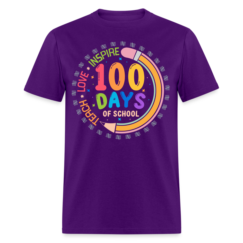 100th Days Of School Shirt For Teachers School Milestone Celebration T-shirt - purple