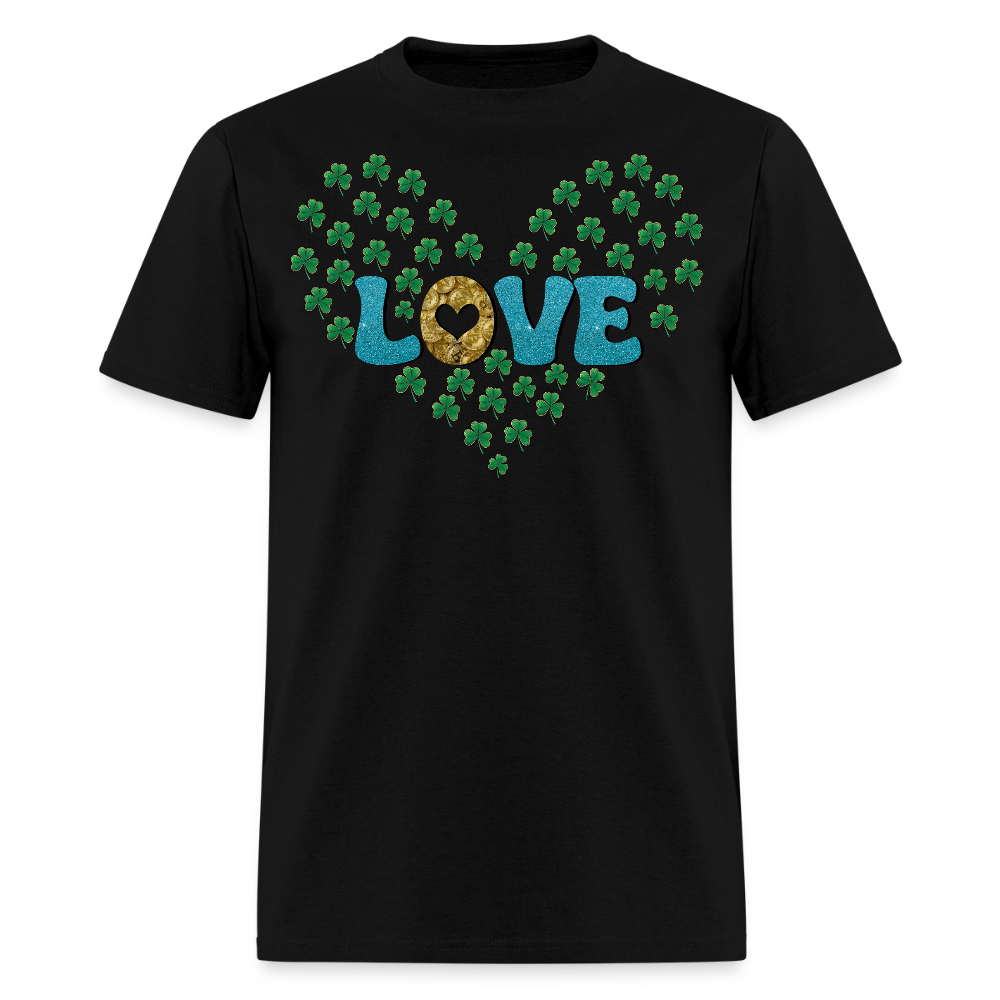 St Patrick's Day Love Heart Tee With Shamrocks T-shirt - black