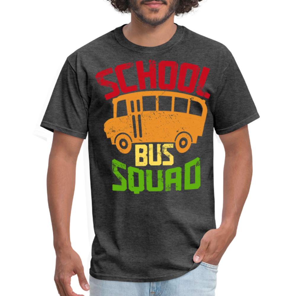 Vintage School Bus Tee for Drivers & Staff School Bus Squad T-shirt - heather black