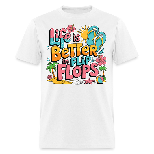 Life Is Better In Flip Flops Summer Vacation T-shirt - white