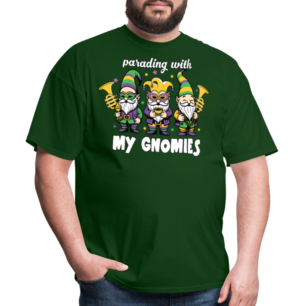 Parading With my Gnomies Festival Shirt Funny Mardi Gras T-shirt - forest green