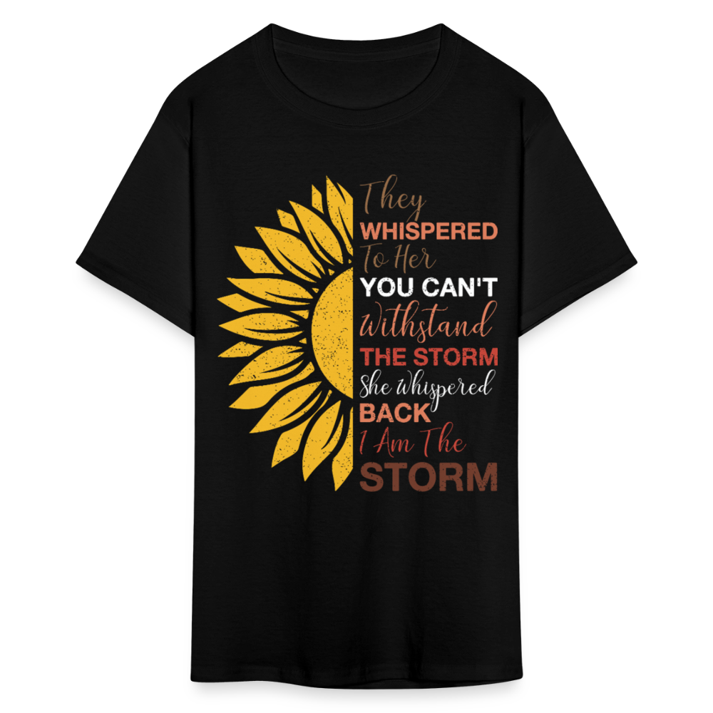 I Am the Storm with Sunflower Design Tee Women's Strength Unisex T-Shirt - black