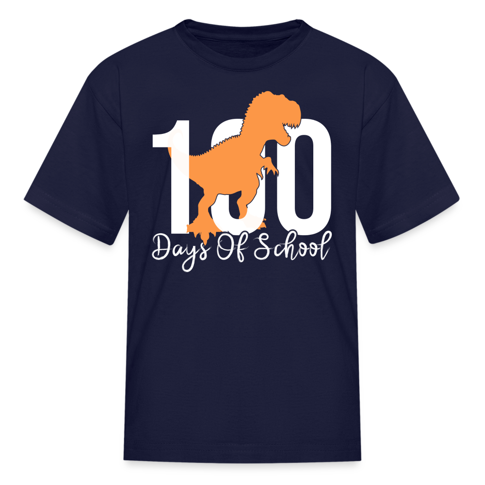 100 Days Of School Dinosaur Shirt Kindergarten Milestone Kids T-shirt - navy