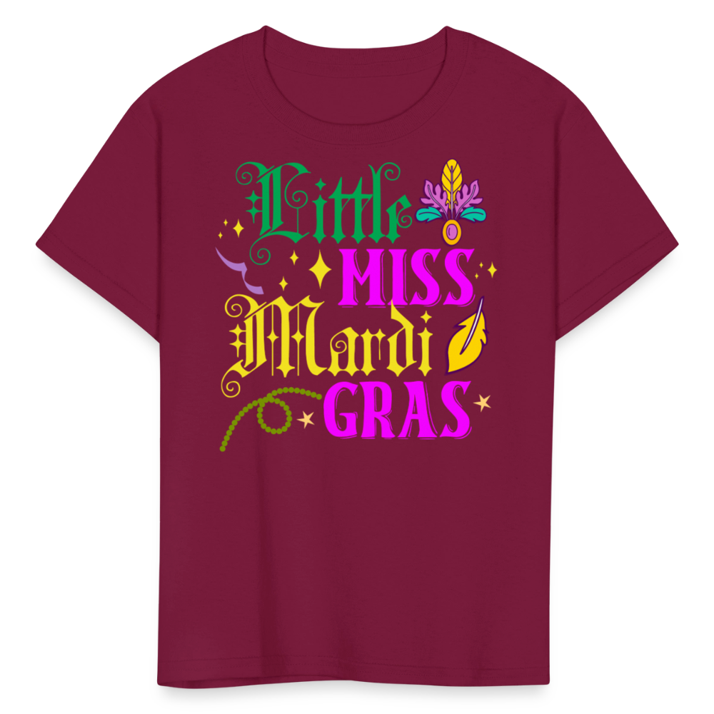 Little Miss Mardi Gras Toddler T-shirt - burgundy