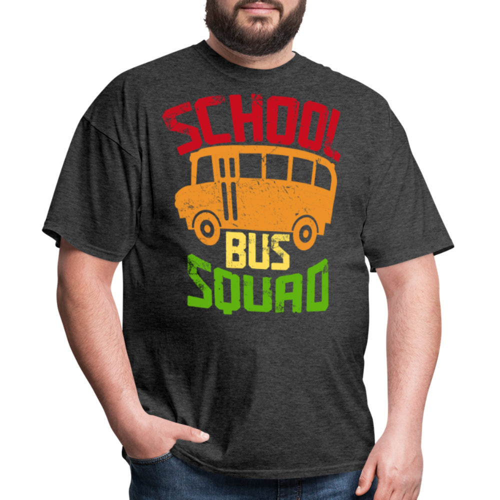 Vintage School Bus Tee for Drivers & Staff School Bus Squad T-shirt - heather black