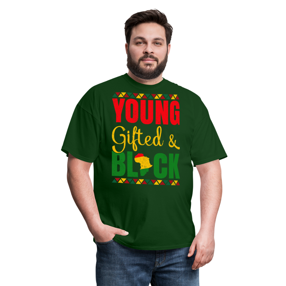 African Heritage Tee Young Gifted and Black T-Shirt - forest green