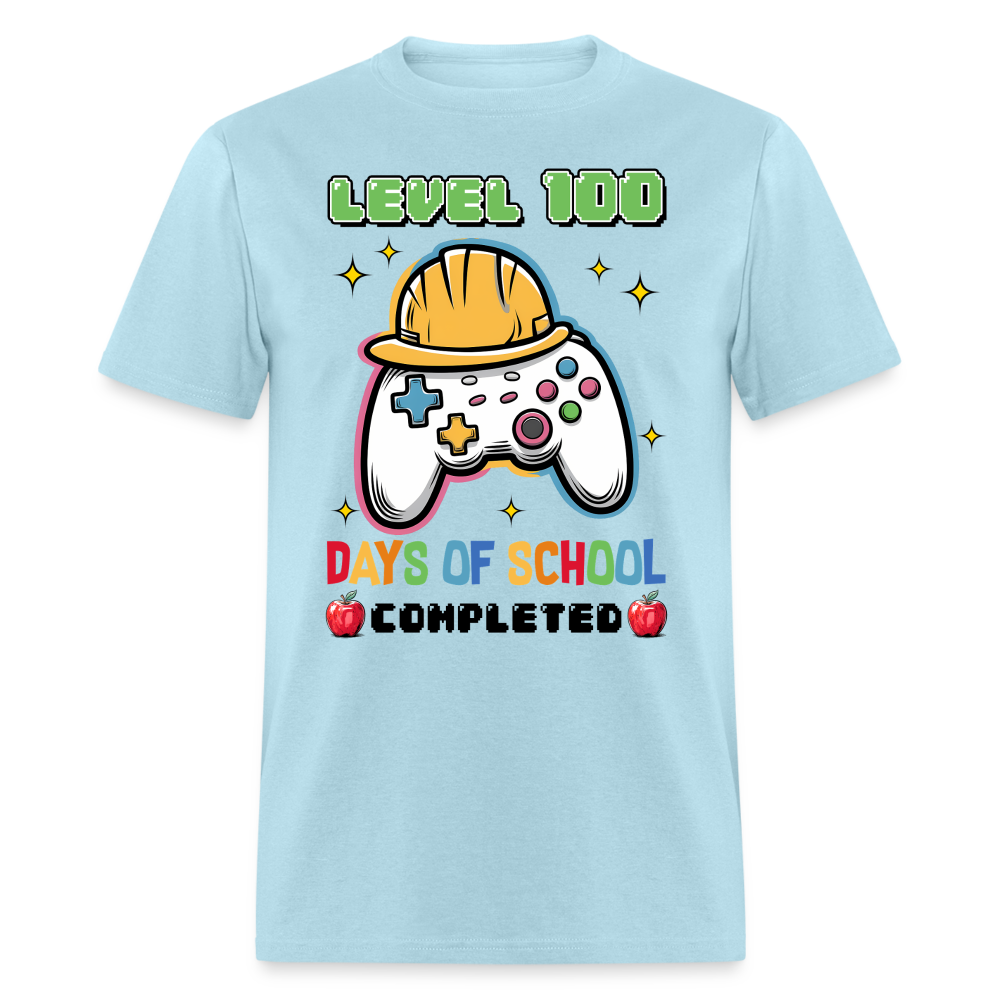 Level 100 Days Of School Gamer Shirt Level Up School Milestone T-shirt - powder blue