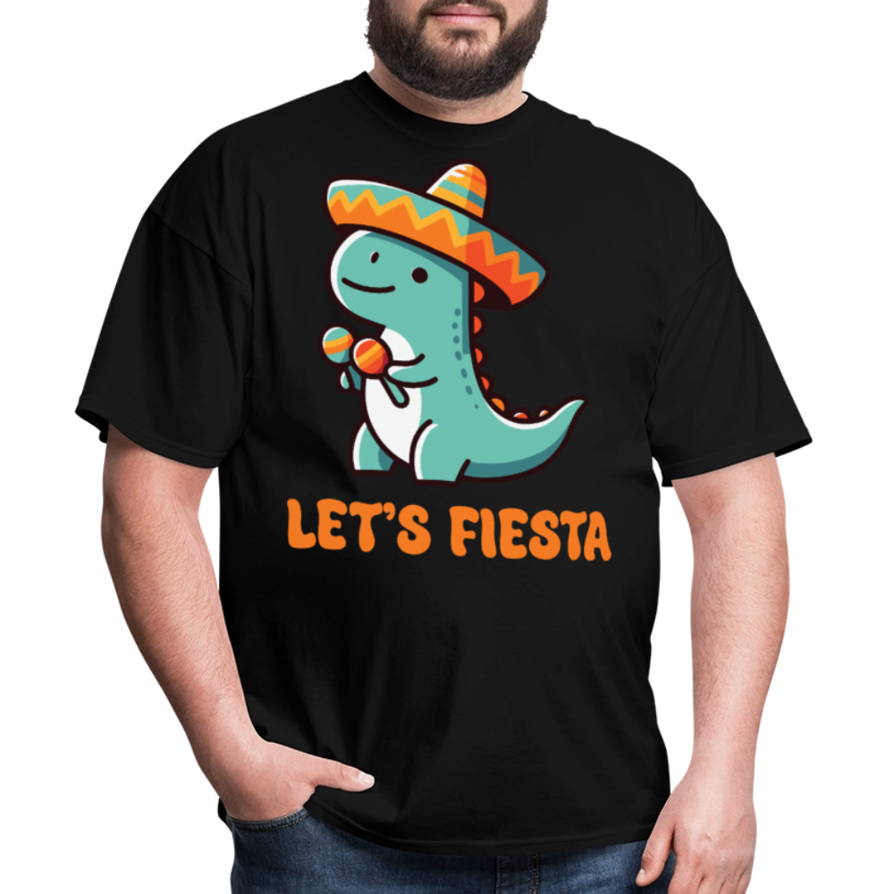 Cute Dinosaur Fiesta Tee For Party Lovers Let's Fiesta T-shirt - black