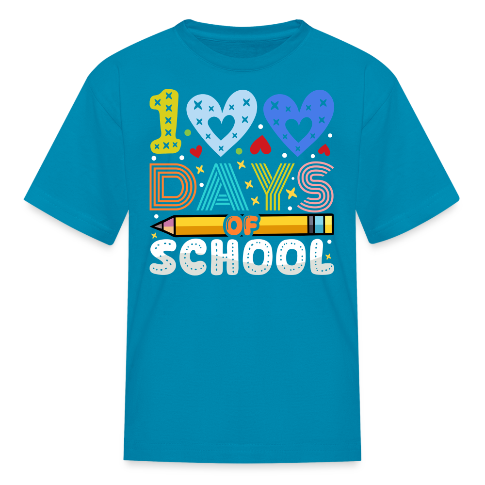 Kindergarten 100 Days Of School Shirt Students Appreciation Gifts T-Shirt - turquoise