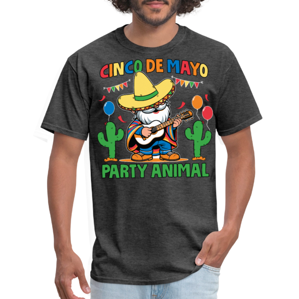 Cinco De Mayo Party Animal Funny Mexican Fiesta Gnome T-shirt - heather black