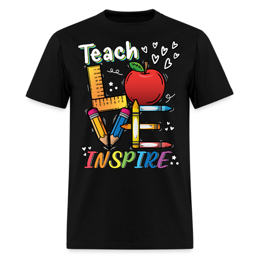 Teacher Love Inspire Back To School T-Shirt - black