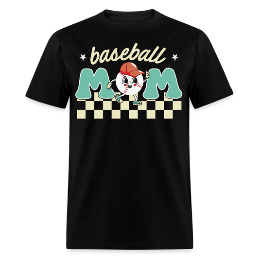 Vintage Baseball Mom Graphic T-shirt - black