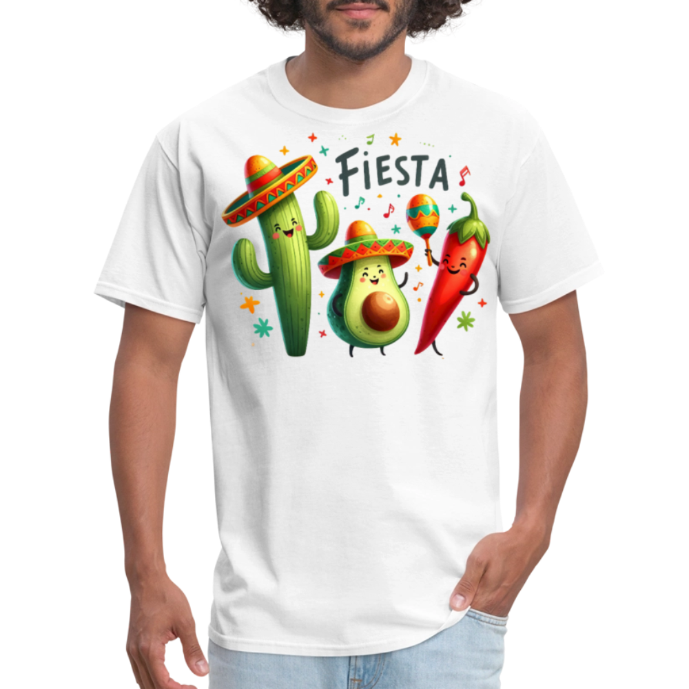 Cinco De Mayo Cartoon Design Tee Cute Avocado And Cactus Fiesta T-shirt - white