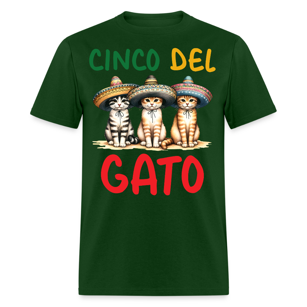 Cinco De Mayo Kitten Graphic Tee Funny Fiesta Cat T-shirt - forest green