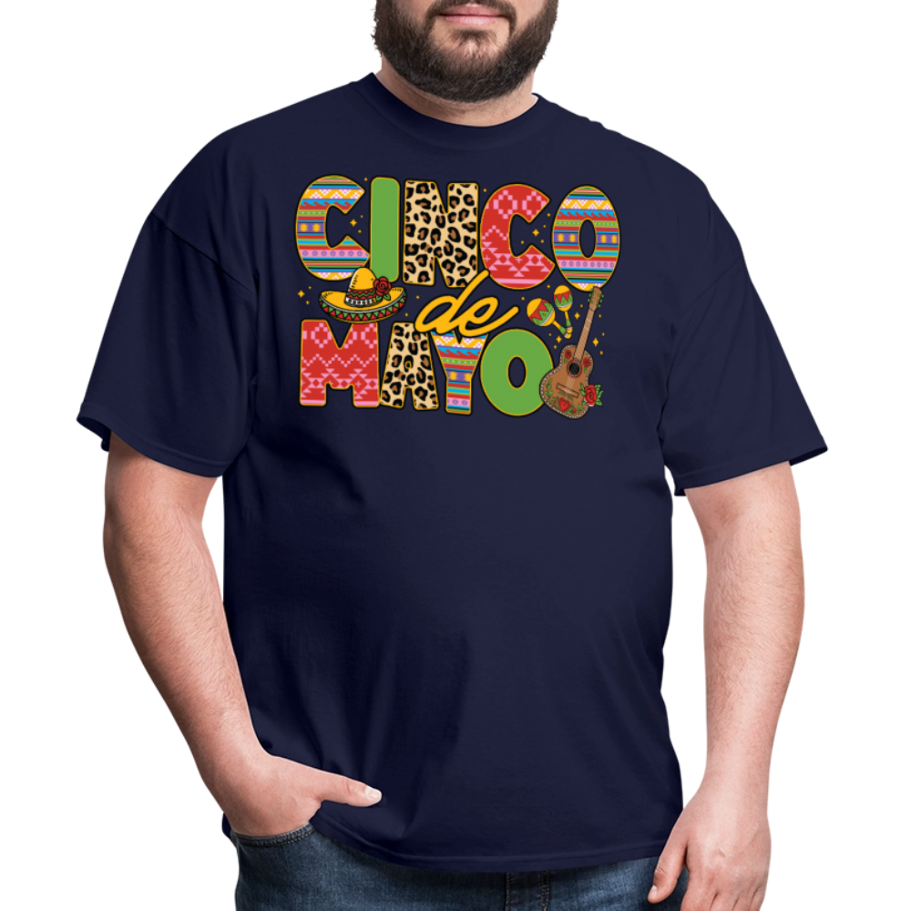 Leopard Print And Fiesta Design Cinco de Mayo T-shirt - navy