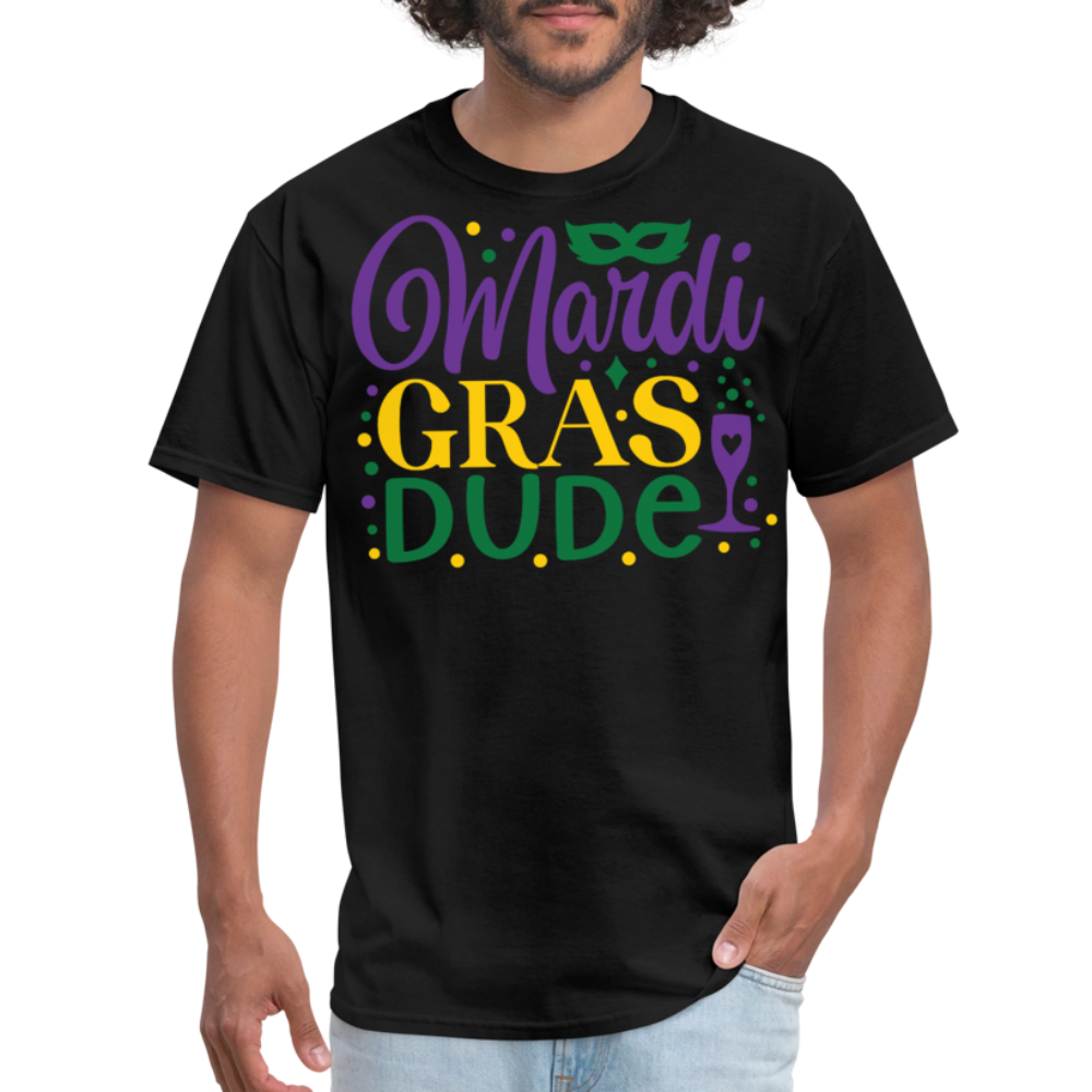 Unique Mardi Gras Dude Graphic T-shirt - black