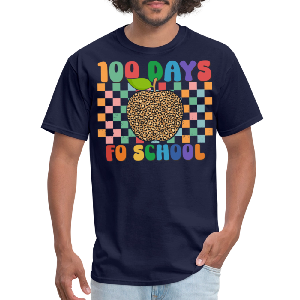 Leopard Print 100 Days of School Shirt Teacher Gifts Unisex T-shirt - navy