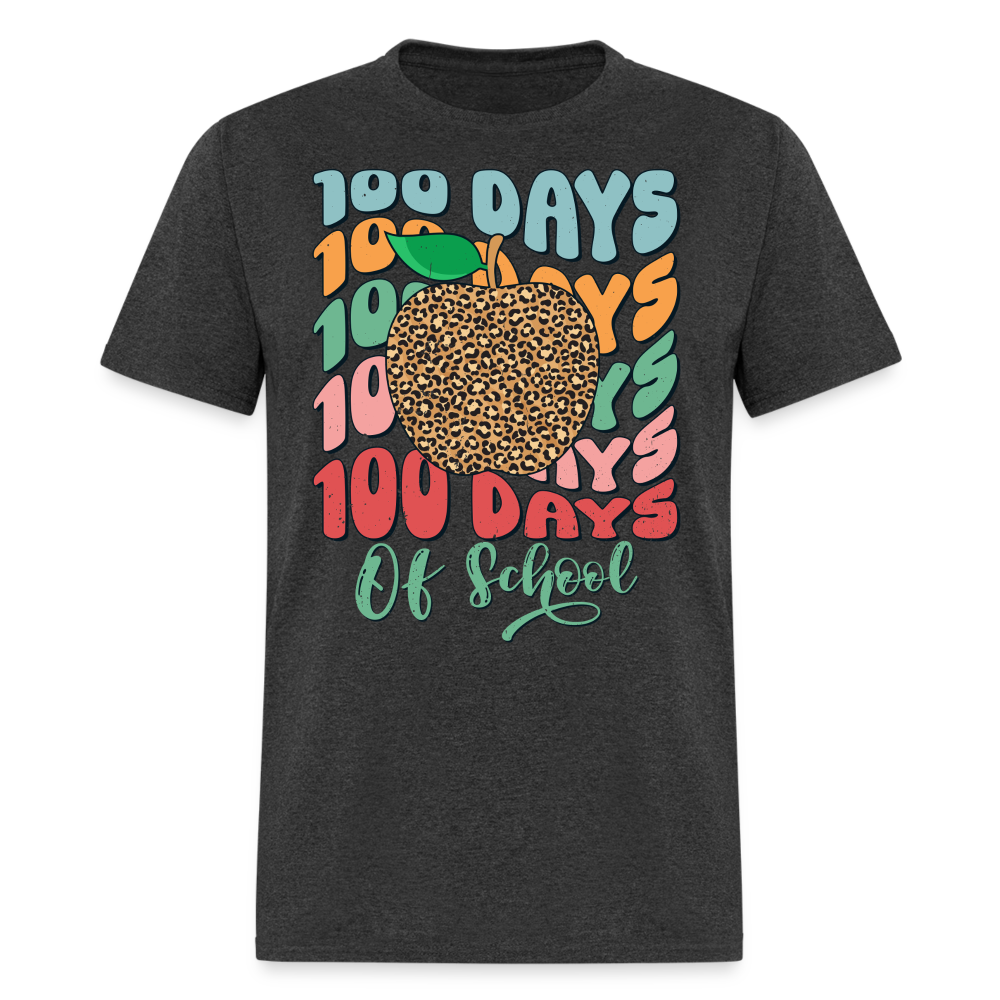 Leopard print 100 Days Of School Teacher Appreciation Gifts T-shirt - heather black