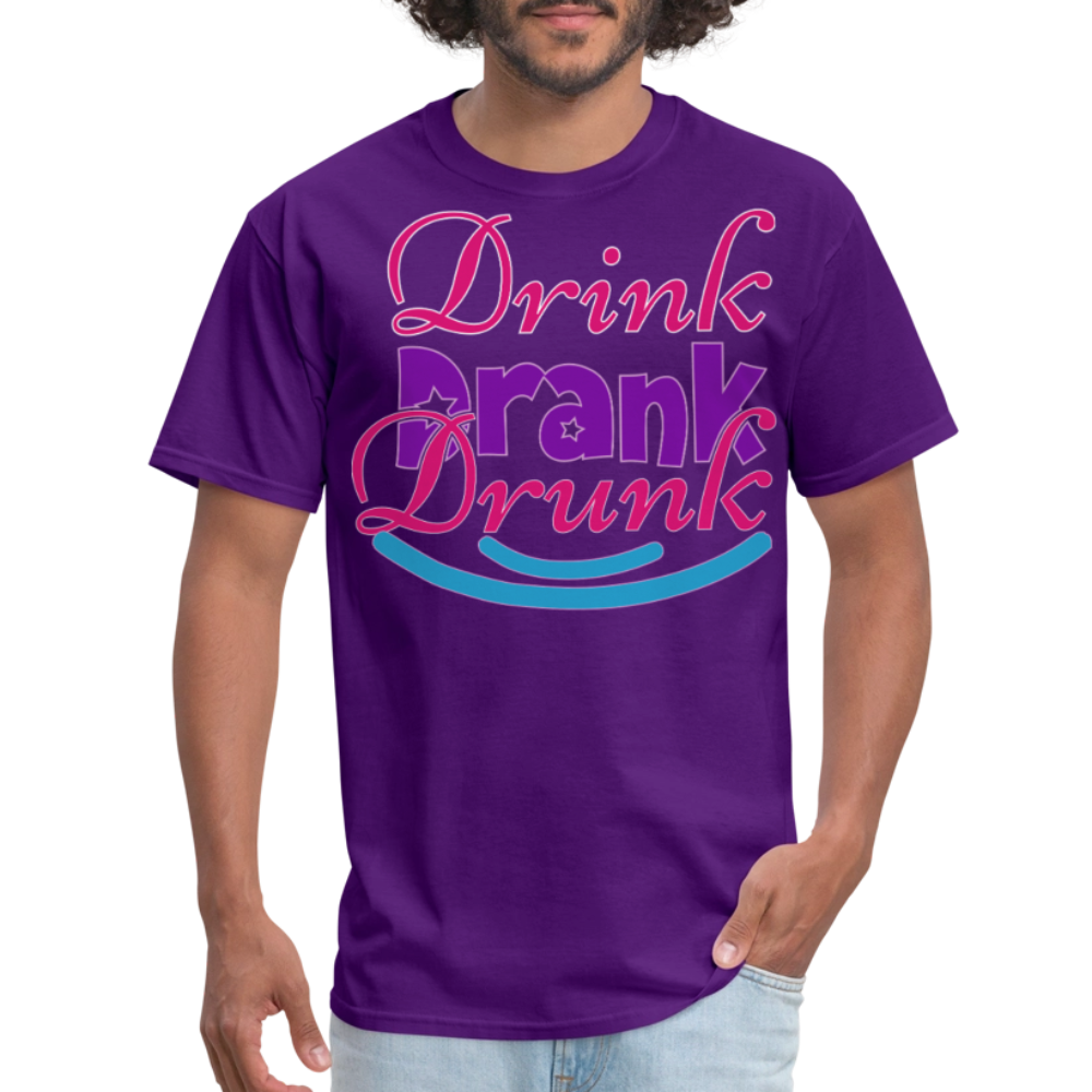 Mardi Gras Funny Drinking Shirts For Men Drink Drank Drunk T-shirt - purple