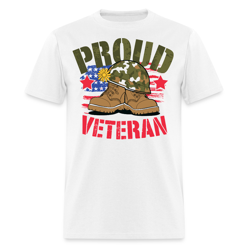 Camo Helmet And Boots Military Veteran T-shirt - white