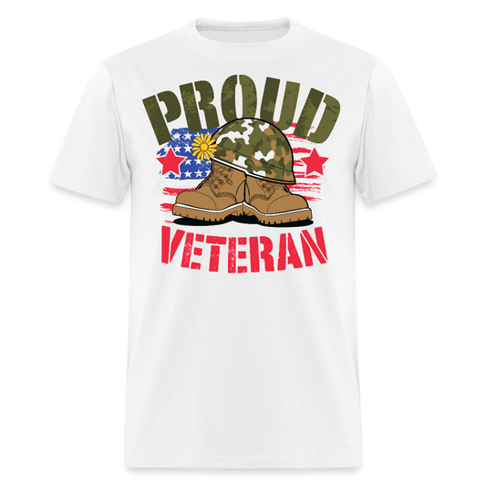 Camo Helmet And Boots Military Veteran T-shirt - white