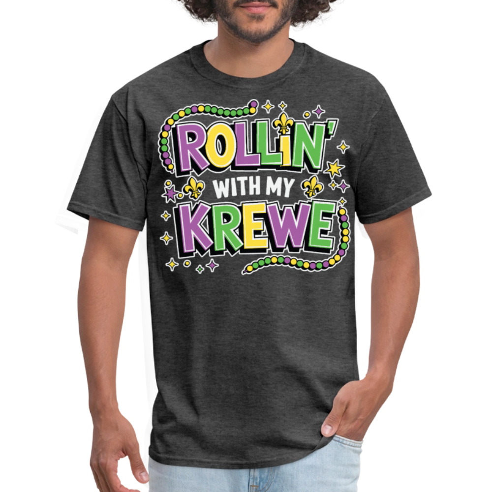 Mardi Gras Outfit Ideas Rollin’ With My Krewe Mardi Gras T-shirt - heather black