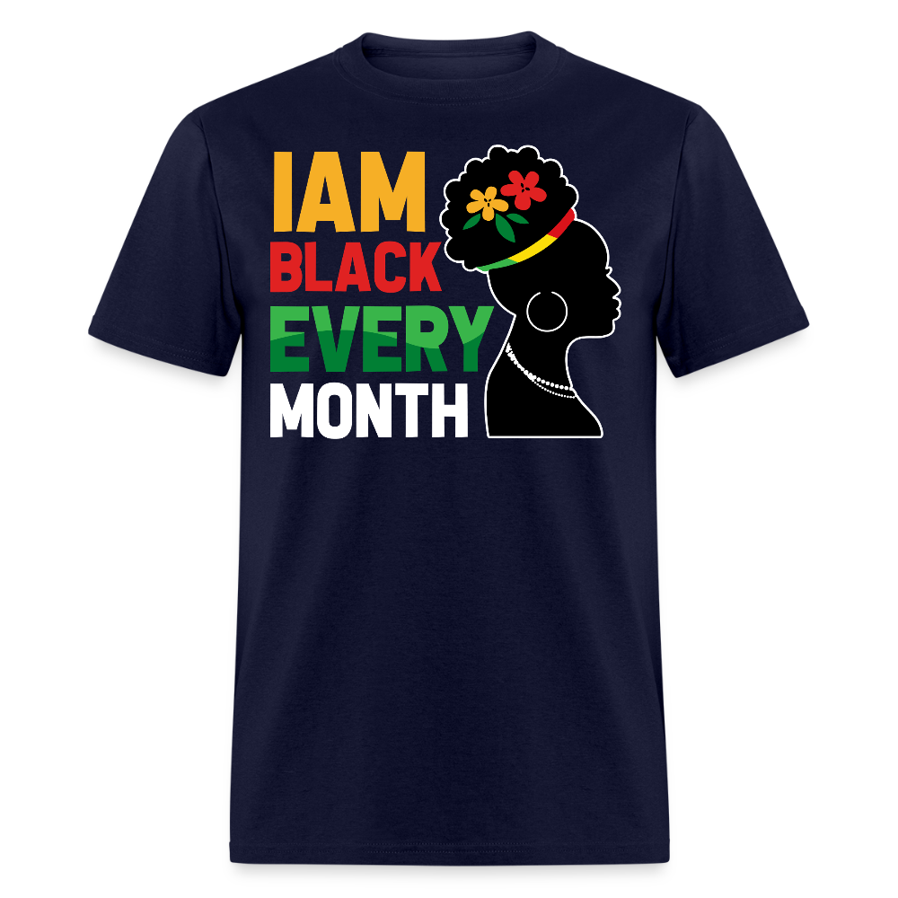 I Am Black Every Month Melanin Poppin T-shirt - navy