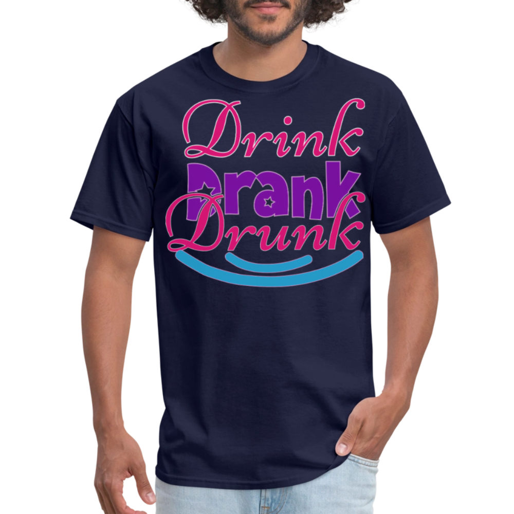 Mardi Gras Funny Drinking Shirts For Men Drink Drank Drunk T-shirt - navy