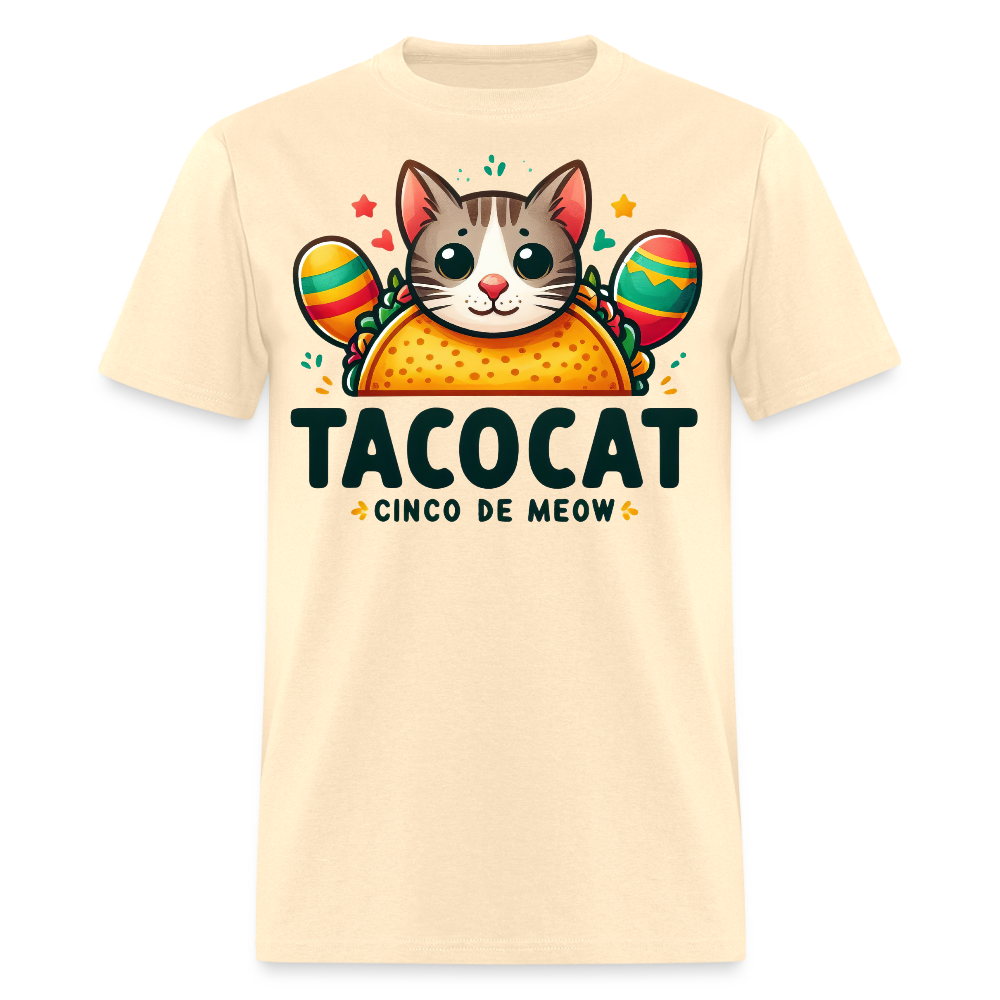 Cinco de Meow Cat Lover Gift Idea Cat and Taco Pun T-shirt - natural