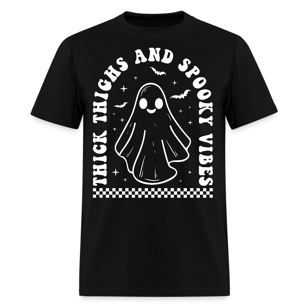 Thick Thighs and Spooky Vibes Halloween T-Shirt - black