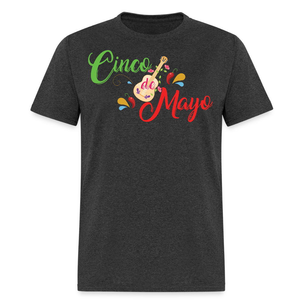 Colorful Cinco De Mayo Shirt With Guitar Unisex T-shirt - heather black