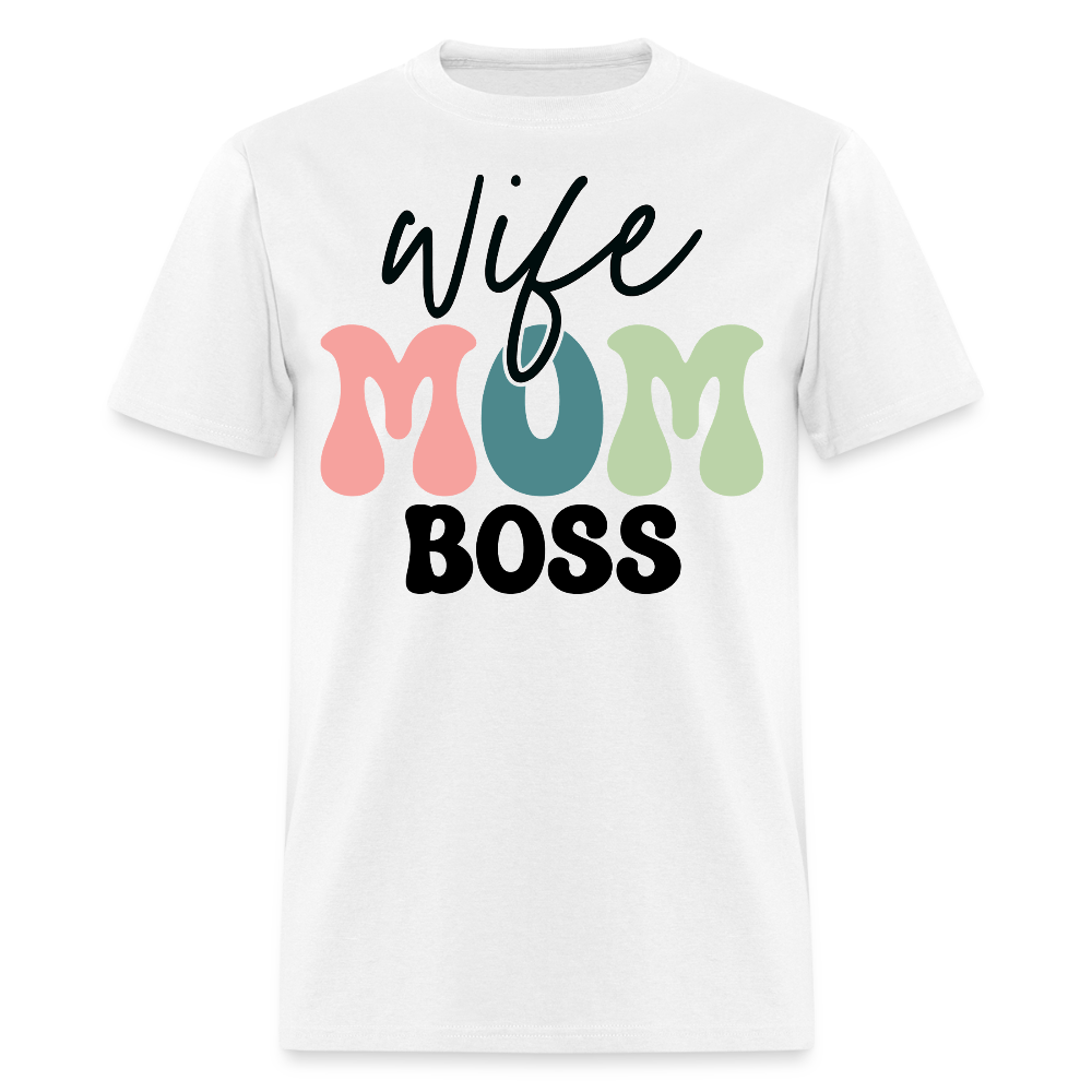 Retro Wife Mom Boss T-shirt - white