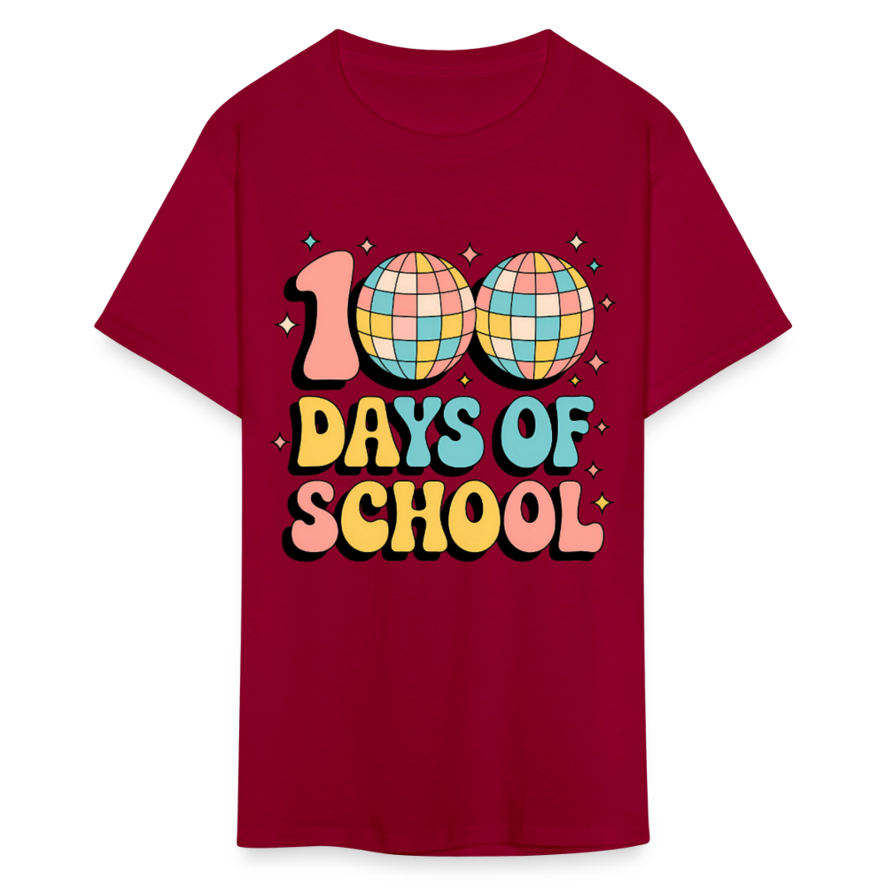 100 Days Of School Tee  For Teachers Funny Disco Theme T-shirt - dark red