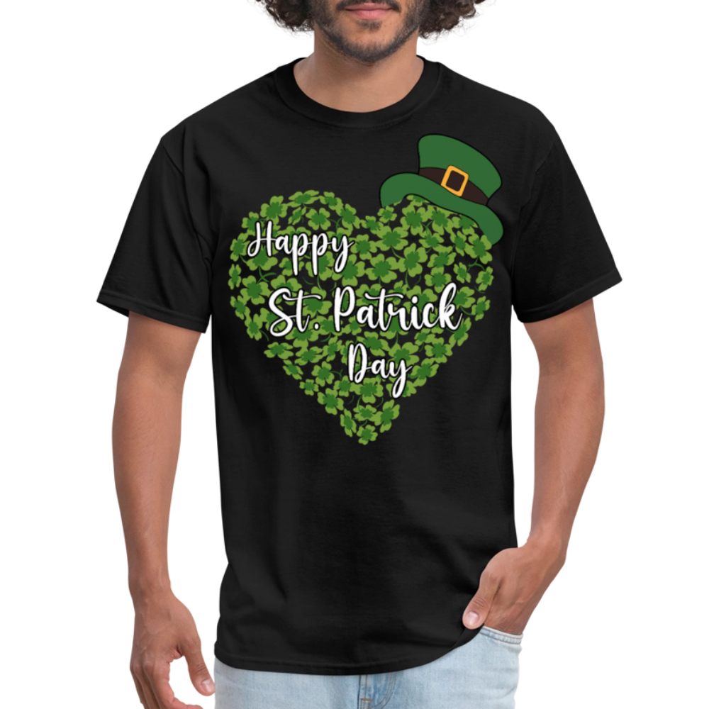 St Patrick’s Day Shamrock Heart T-shirt - black