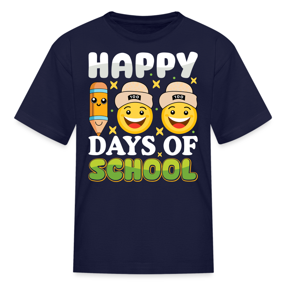 100 Days Of School Tee For Kids School Milestone Celebration T-shirt - navy