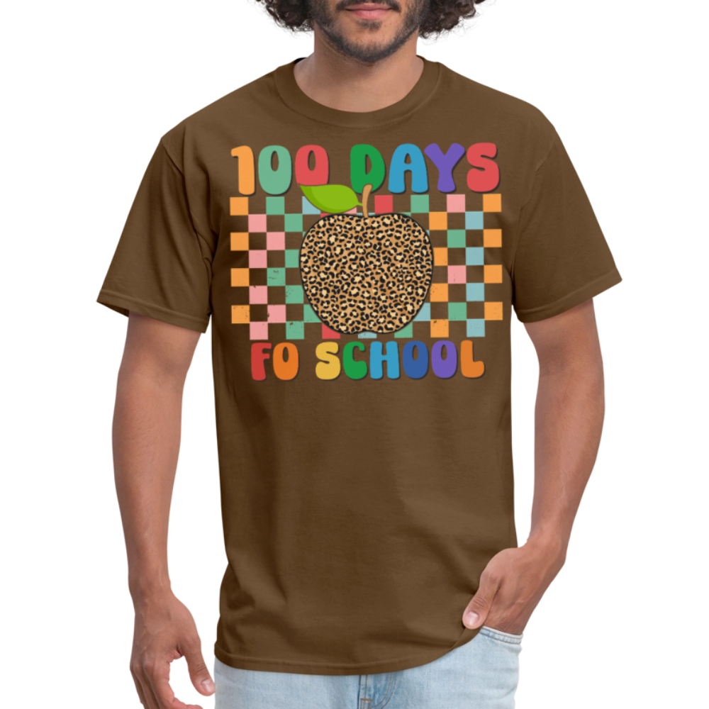 Leopard Print 100 Days of School Shirt Teacher Gifts Unisex T-shirt - brown