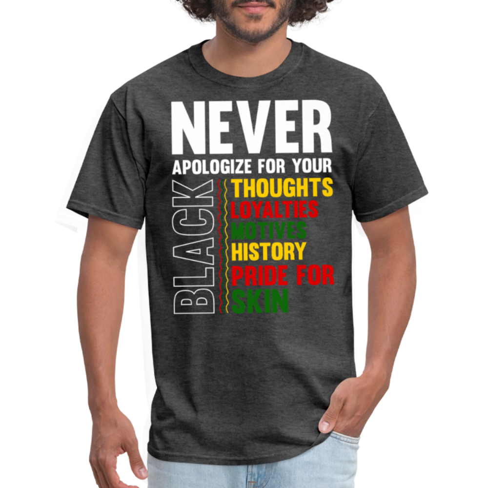Never Apologize For Your Black Heritage Unisex T-shirt - heather black