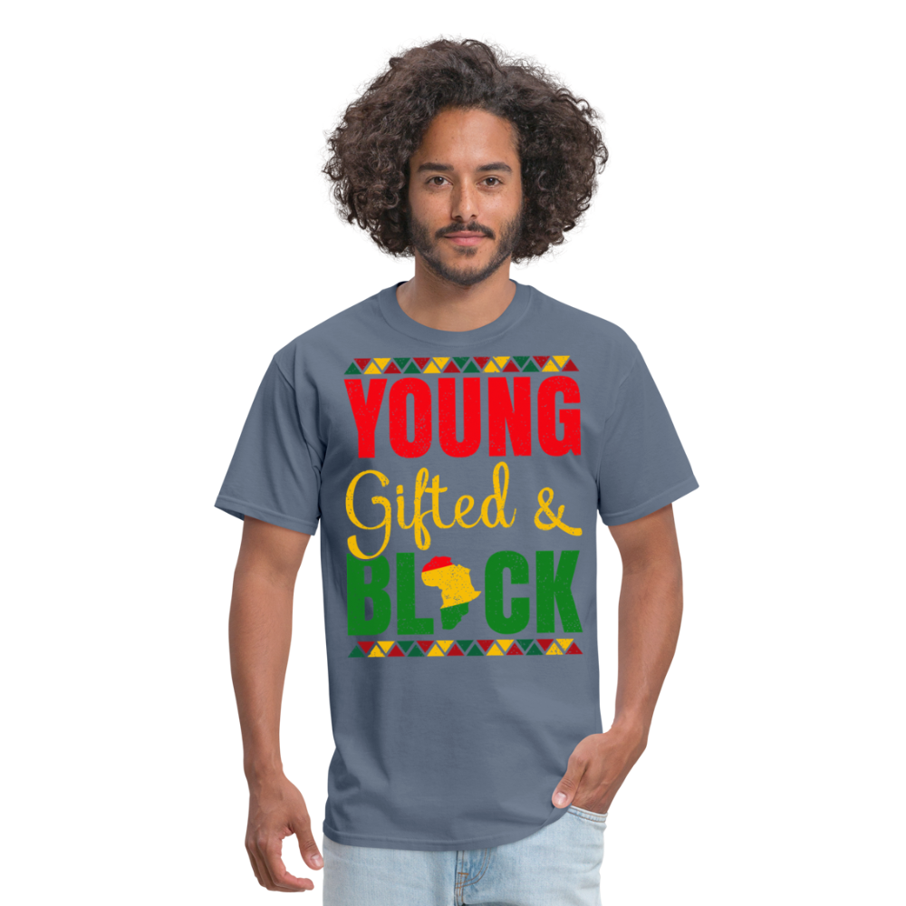 African Heritage Tee Young Gifted and Black T-Shirt - denim