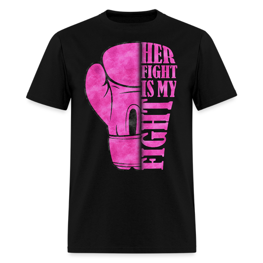Her Fight Is My Fight Breast Cancer Boxing Glove T-Shirt - black