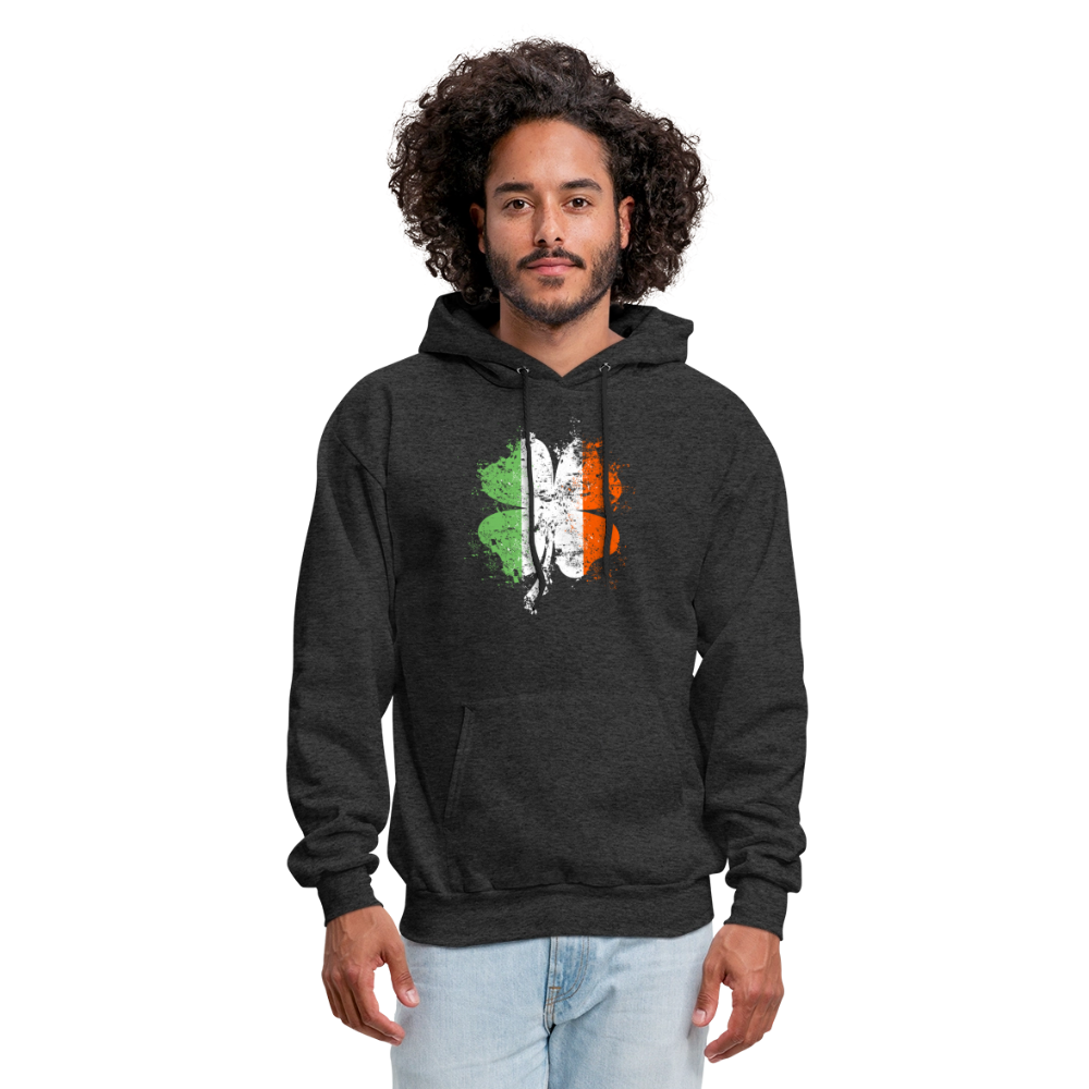 Irish Distressed Shamrock ST Patrick's Day Men's Hoodie - charcoal grey