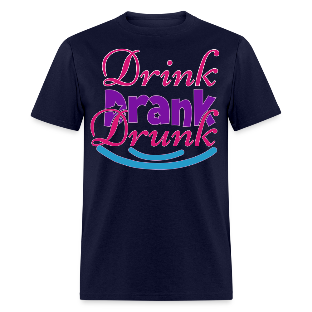 Mardi Gras Funny Drinking Shirts For Men Drink Drank Drunk T-shirt - navy