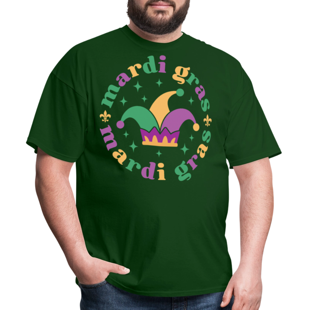 Funny Mardi Gras Jester Hat Unisex T-shirt - forest green