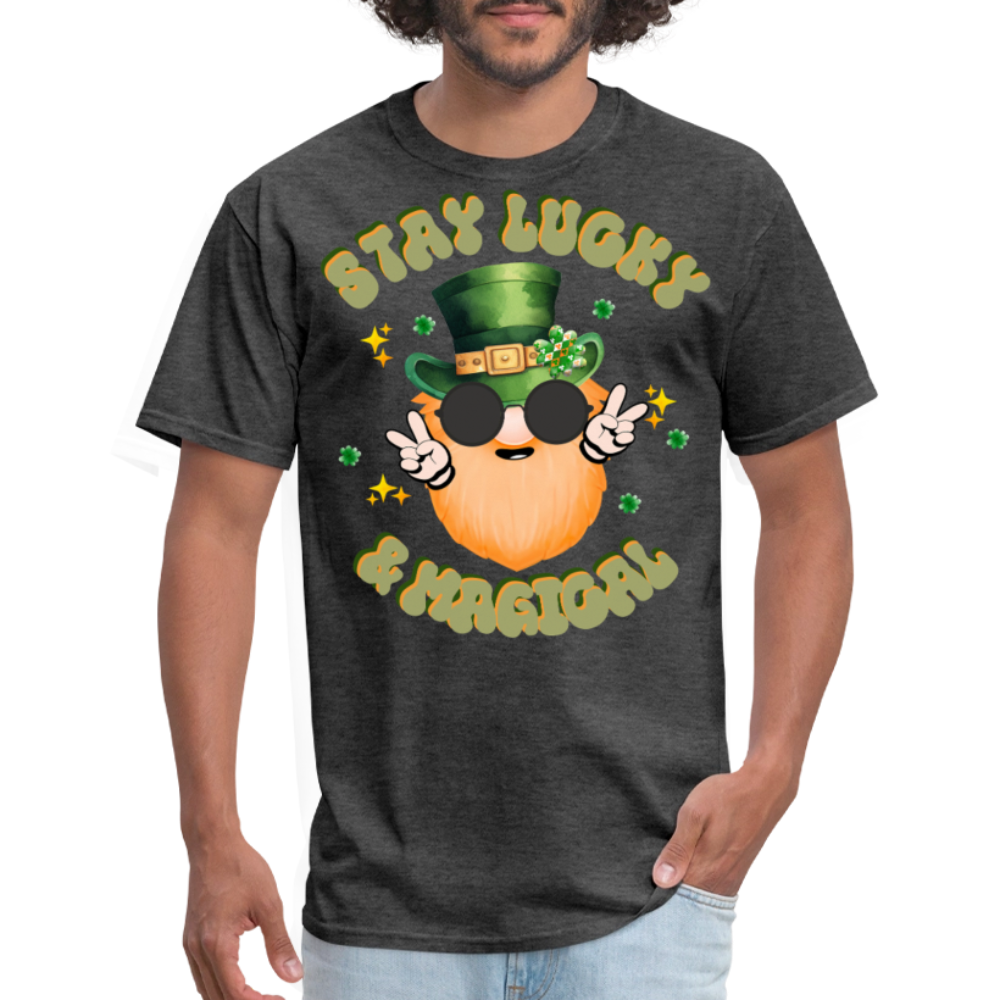 Stay Lucky And Magical Irish T-shirt - heather black